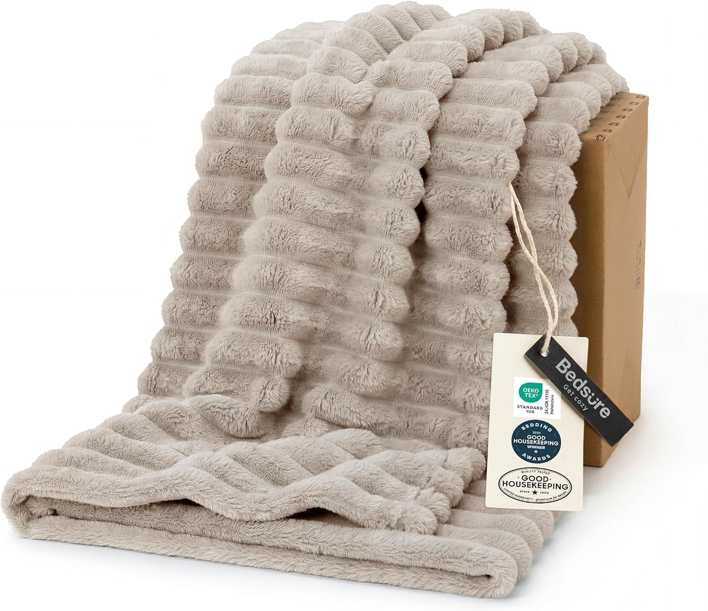 Bedsure GentleSoft White Throw Blanket for Couch - Mothers Gifts Day Birthday Gifts for Women Mom Her, Soft Cozy Fleece Throw Blanket for Girl, Room Home Bedroom Spring Decor, Off White, 50x60 Inches